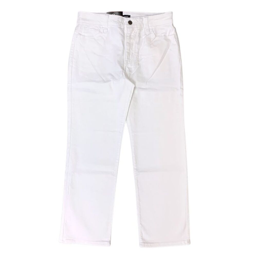 Express Women's Regular Fit High Rise Straight Leg Ankle Jean - White Wash